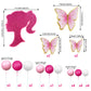 27 Pcs Hot Pink Girl Cake Toppers Pink Ball Cake Decoration Butterfly Cake Decoration Girl Theme Cake Decoration For Wedding Bir