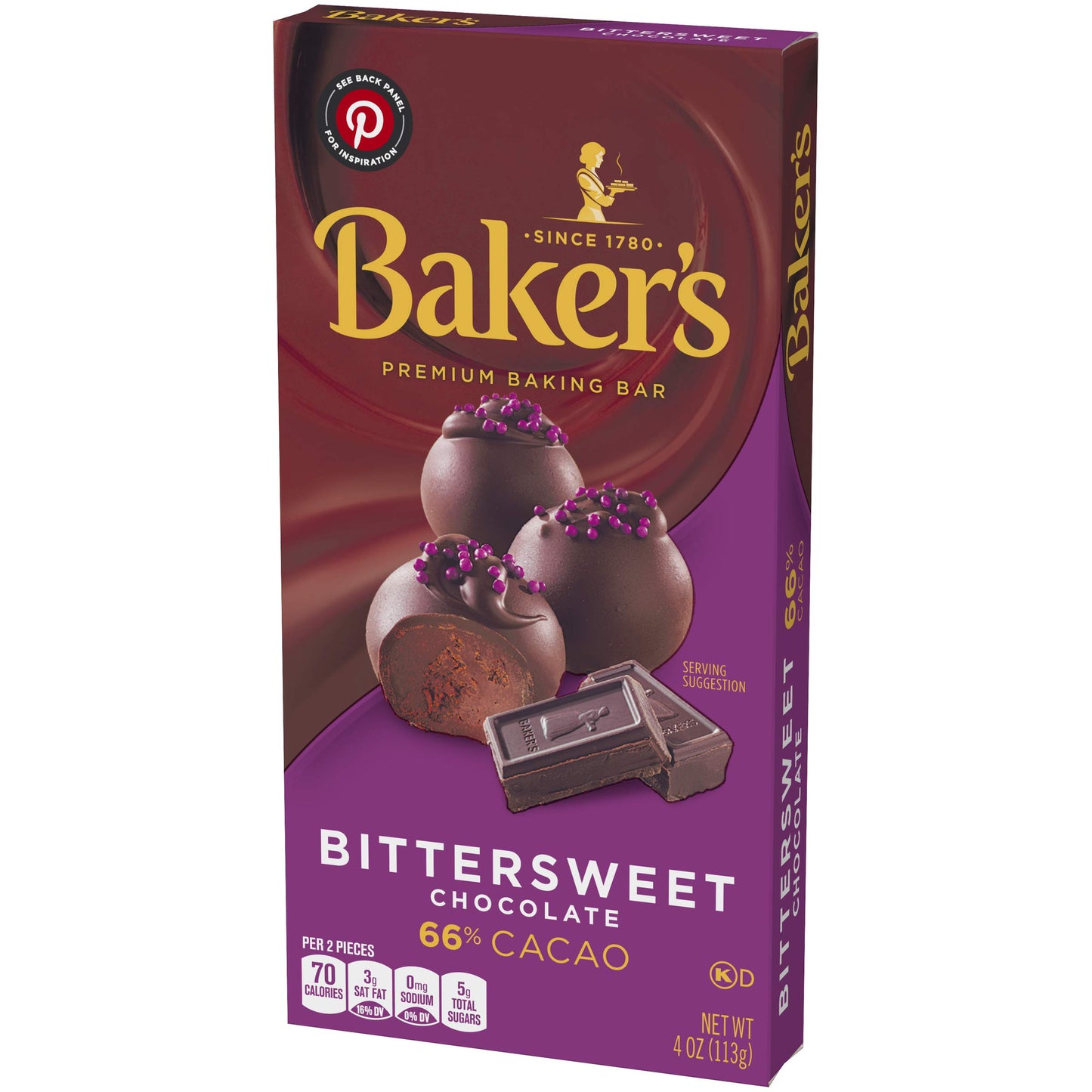 Bakers Bittersweet Baking Chocolate Bar, 4 Oz, 6-Pack