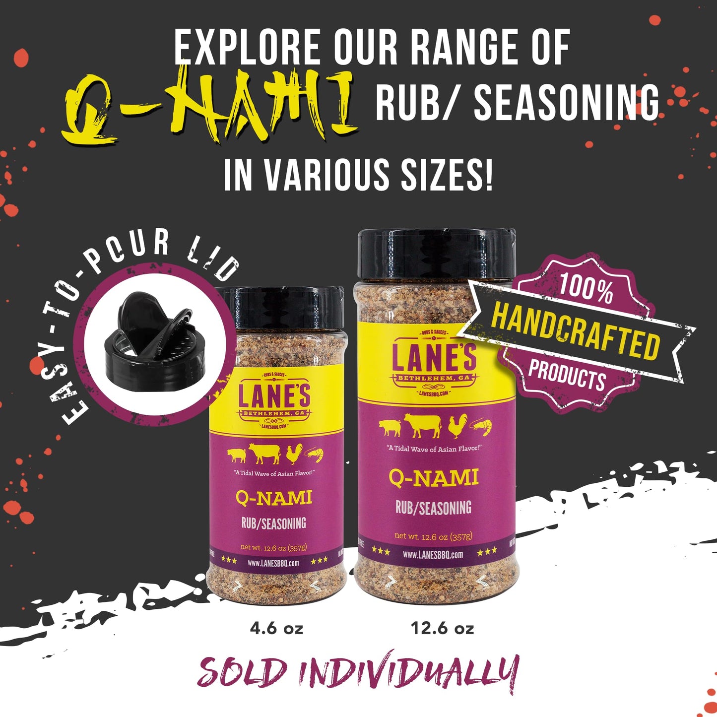 Lanes Q-nami Shichimi Togarashi Seasoning Rub, All-Natural, Gluten-Free, 12.6 Oz