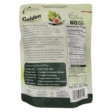 Golden Organic Soft Dried Figs - 12 Oz (340 G), Great Source Of Fruit Snack For Adults And Kids, Completely Free From Nuts, Glut