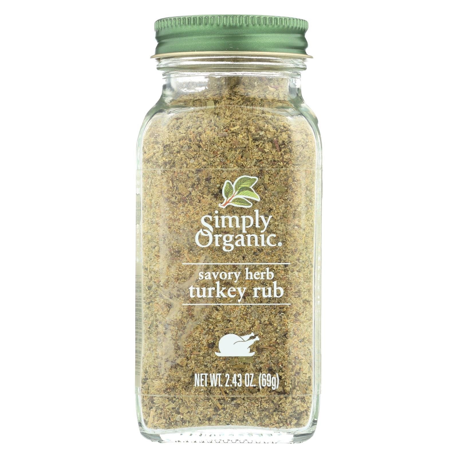 Simply Organic Turkey Rub, Certified Organic | 2.43 oz | Pack of 6