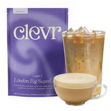 Clevr Blends London Fog Latte, Vegan, Earl Grey Instant Tea Mix, Superfood Powder Blend With Oat Milk, Black Tea, Reishi Mushroo