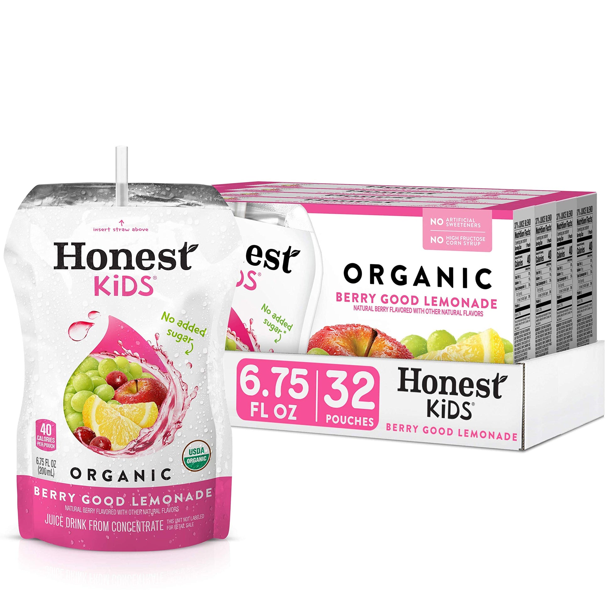 Honest Kids Organic Fruit Juice Drink, Berry Berry Good, 6.75 Fl Oz (32 Pack)