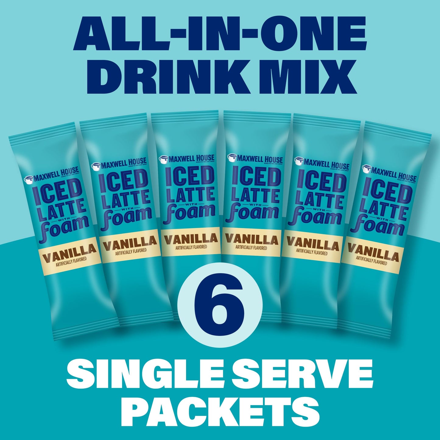 Maxwell House Iced Vanilla Latte With Foam All In One Drink Mix, 5.92 Oz, 6 Packets