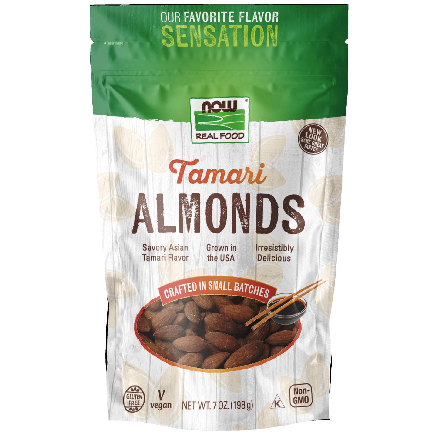 Now Foods, Tamari Almonds, Flavor Sensations, Savory Asian Tamari Flavor, Gluten-Free And Certified Non-Gmo, 7-Ounce (Packaging May Vary)
