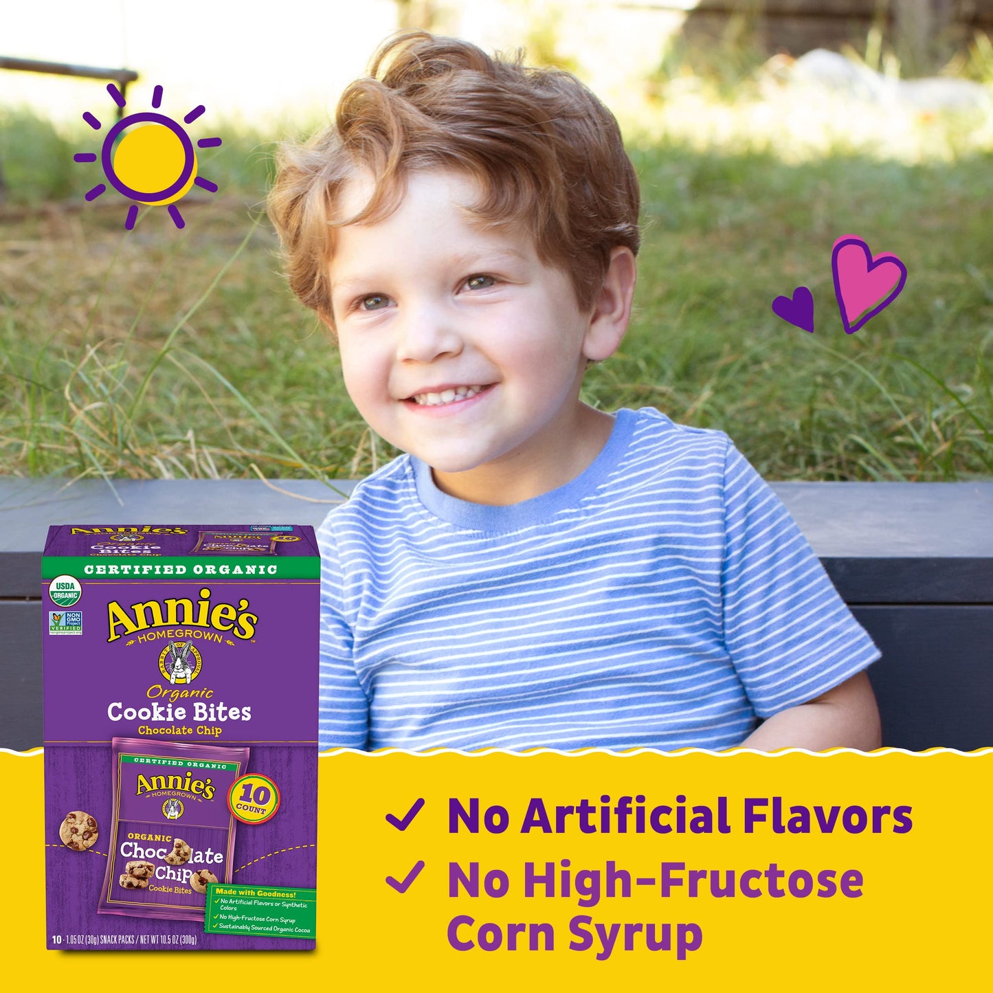 Annie'S Organic Chocolate Chip Cookie Bites, 10 Pouches, 10.5 Oz