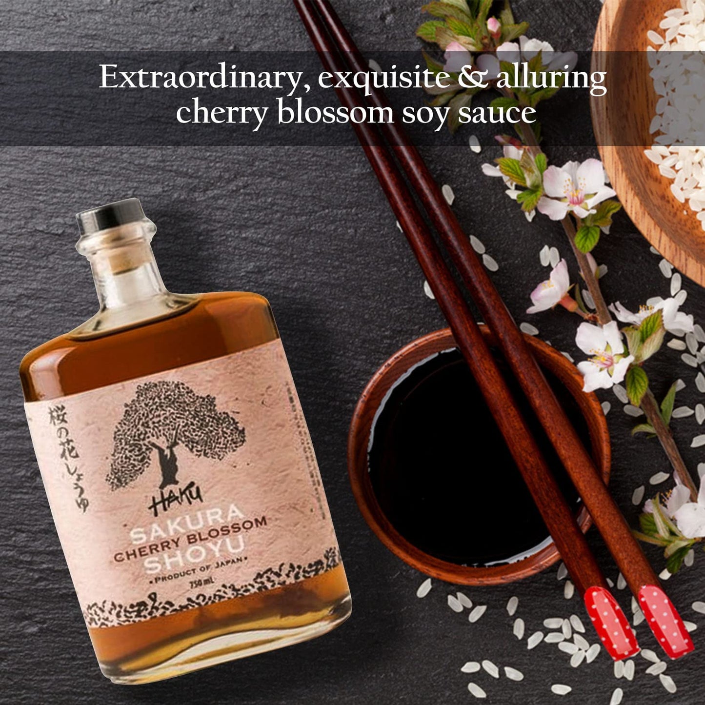 HAKU Sakura Cherry Blossom Soy Sauce - Handmade, Light, Gourmet Umami, 750 ml (25.36 Fl Oz)