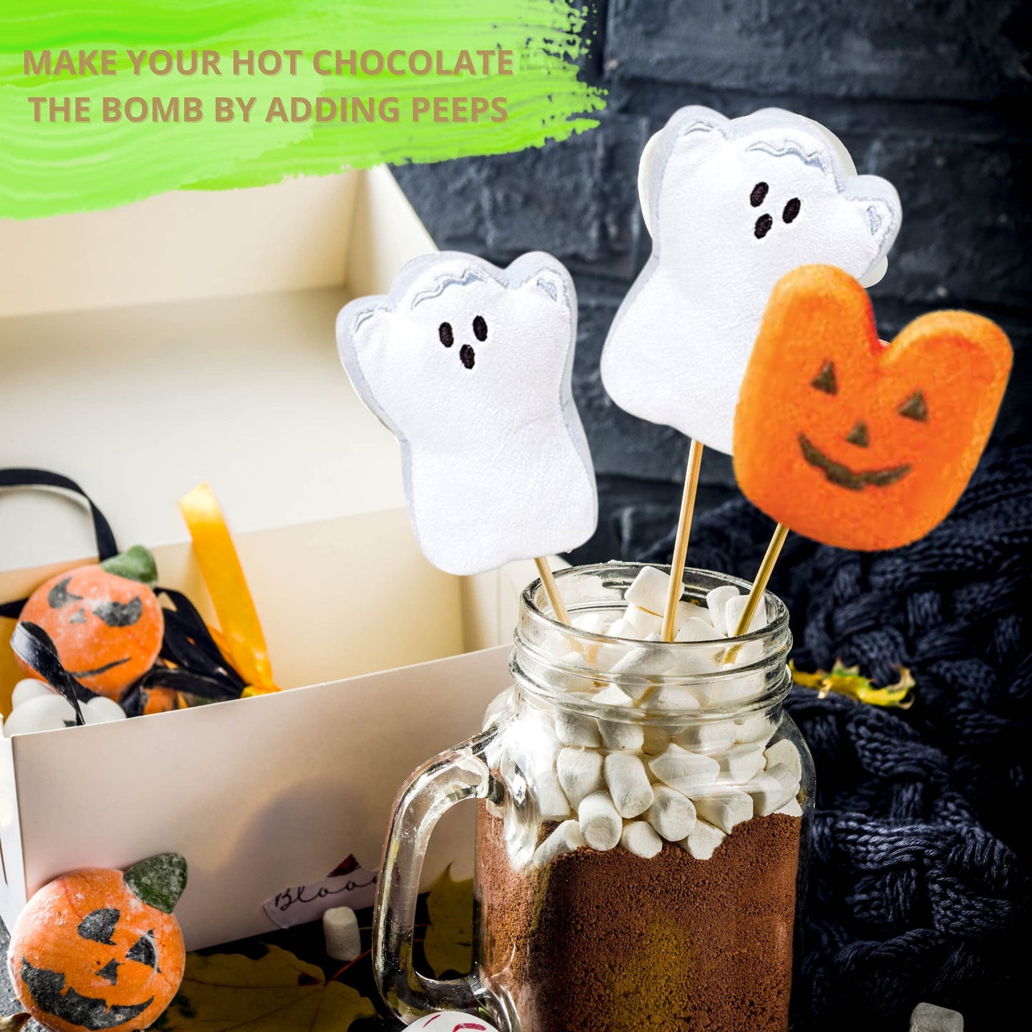 Needzo Peeps Candy Halloween Ghost, Skulls And Pumpkins Fun Shaped Marshmallows, Marshmallow Birthday Party Favor Gift Candies For Peep Lovers (Pack Of 3)