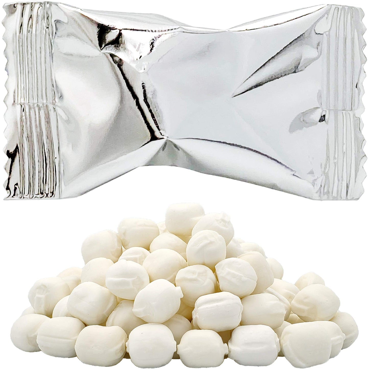 The Dreidel Company Metallic Silver Buttermints, Fat-Free, Individually Wrapped, 110 Count