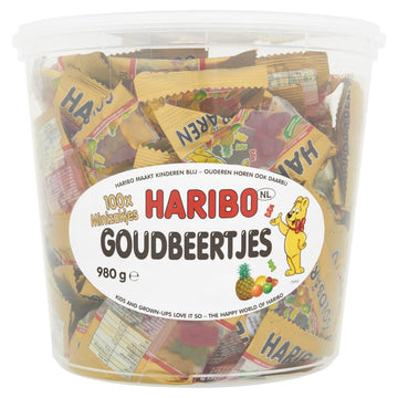Haribo Gold Bears / Goldbären, 100 Mini Bags, 980G Tub
