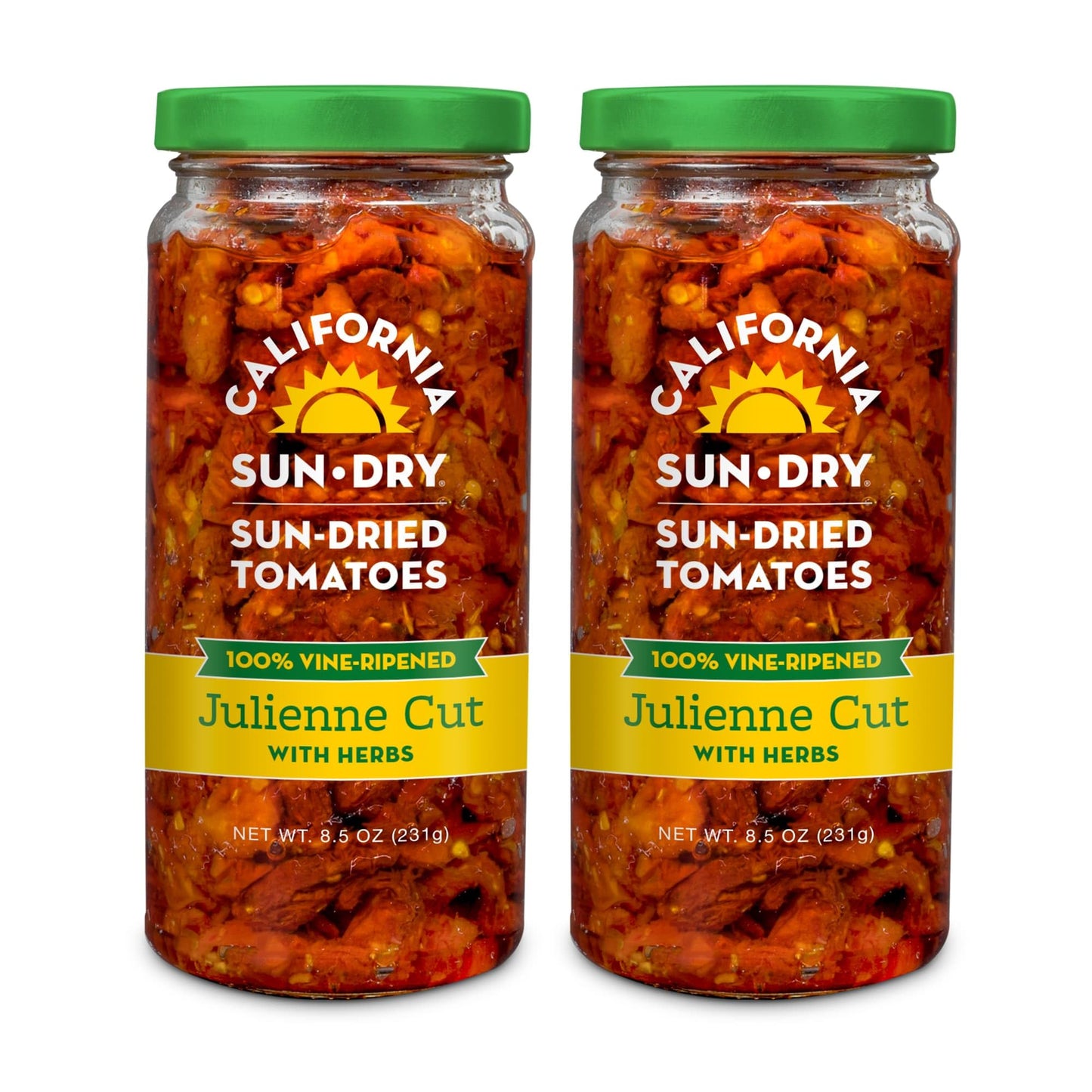 California Sun Dry Sun-Dried Tomatoes in Oil, Julienne Cut with Herbs, 8.5oz (Pack of 2), Gluten-Free
