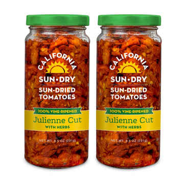 California Sun Dry Sun-Dried Tomatoes in Oil, Julienne Cut with Herbs, 8.5oz (Pack of 2), Gluten-Free