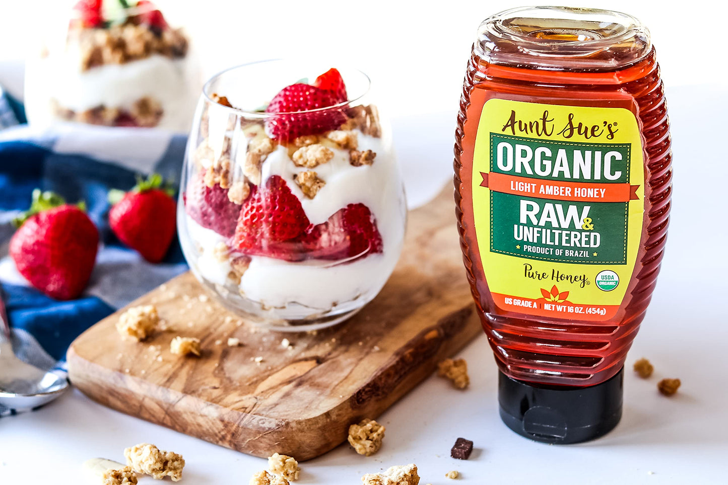 Aunt Sue'S Raw & Unfiltered Organic Honey, 16 Ounce (1 Lb) From Brazil, Strained Pure Honey