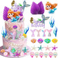 Lukinuo Mermaid Cake Toppers 24Pcs Little Mermaid Figurine Under The Sea Cake Topper Seaweed Palm Leaves Bubble Starfish Shell M