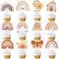 24Pc Boho Rainbow Cupcake Toppers For Boho Rainbow Party & Baby Showers