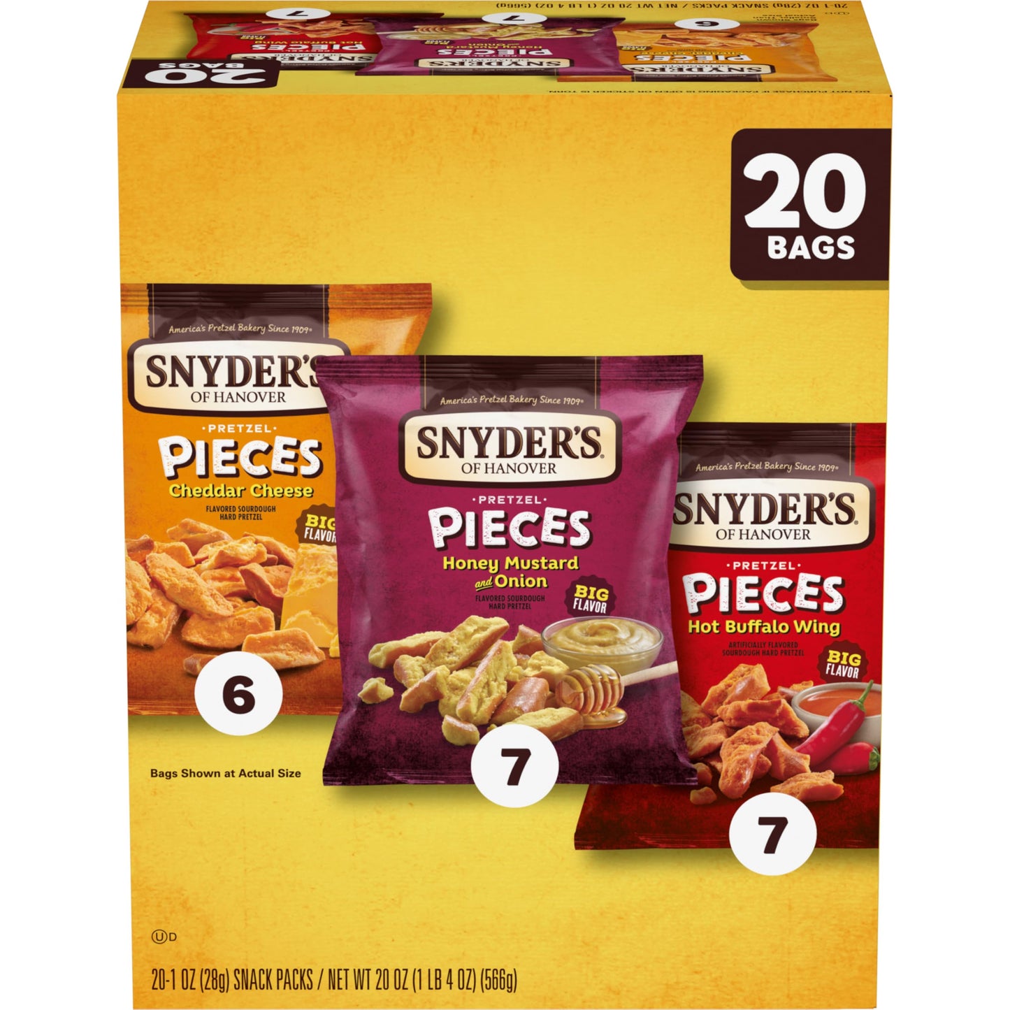 Snyders of Hanover, Pretzel Pieces Honey Mustard and Onion, 1 Oz, 20 Ct