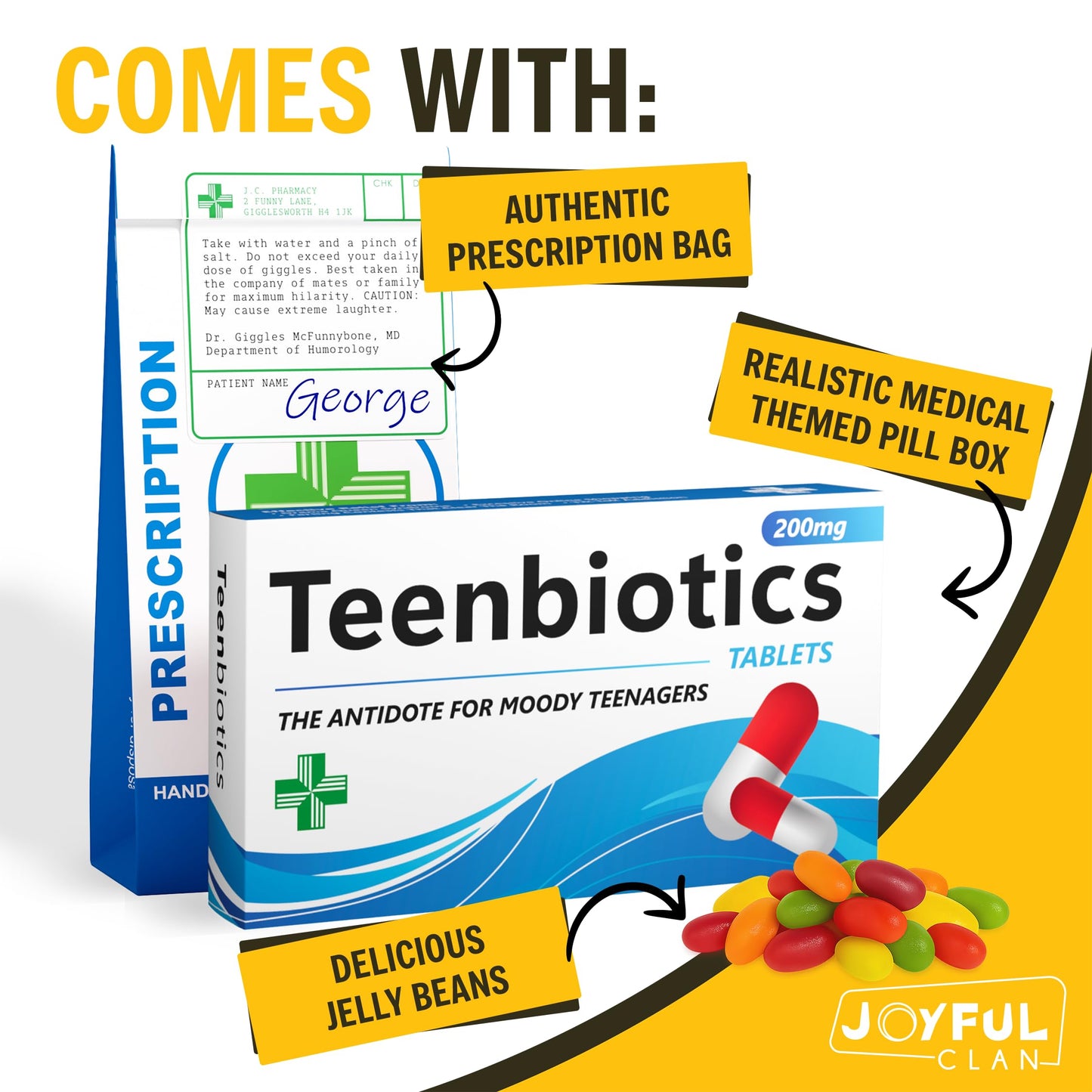 Teenbiotics Candy Joke Pill Box, Funny 13Th Birthday Gift For Girls, Teen Boy Gifts 13Th 14Th 15Th - Official Teenager Present, Tween Gift, Christmas Stocking Filler, White Elephant, Secret Santa