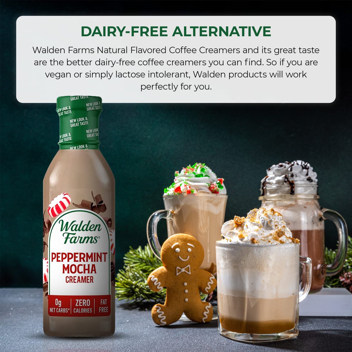 Walden Farms Peppermint Mocha Coffee Creamer, Non-Dairy, Vegan, Gluten Free, 12 Fl Oz (Pack of 2)