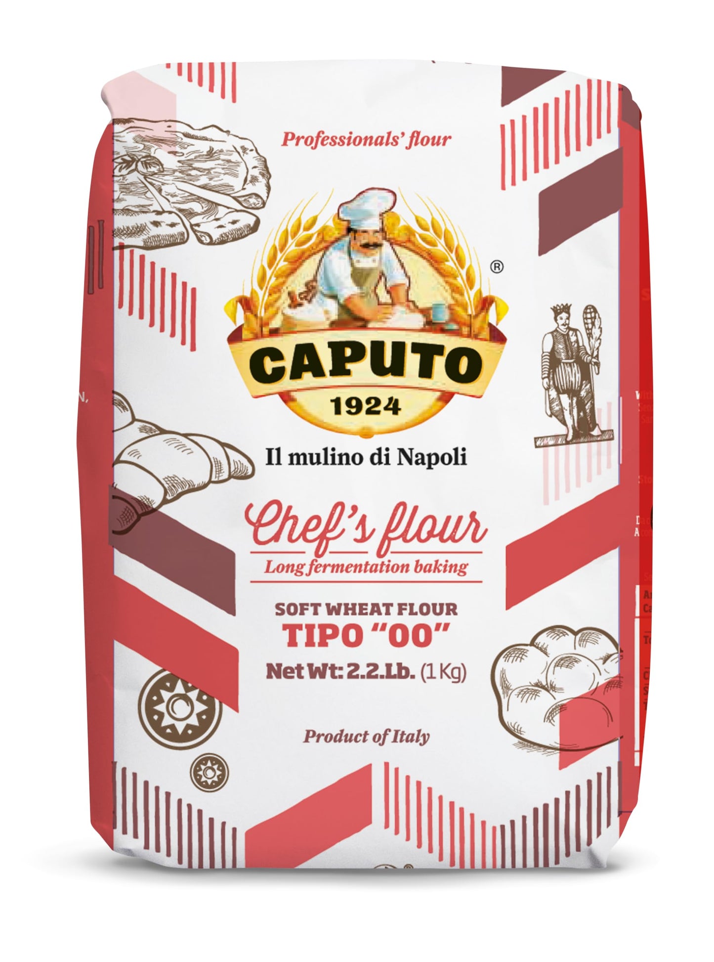 Antimo Caputo ChefS Flour 2.2 Lb (Case Of 10) - 22 Lb Total - Italian Double Zero 00 Flour - Soft Wheat For Pizza Dough  Bread  & Pasta