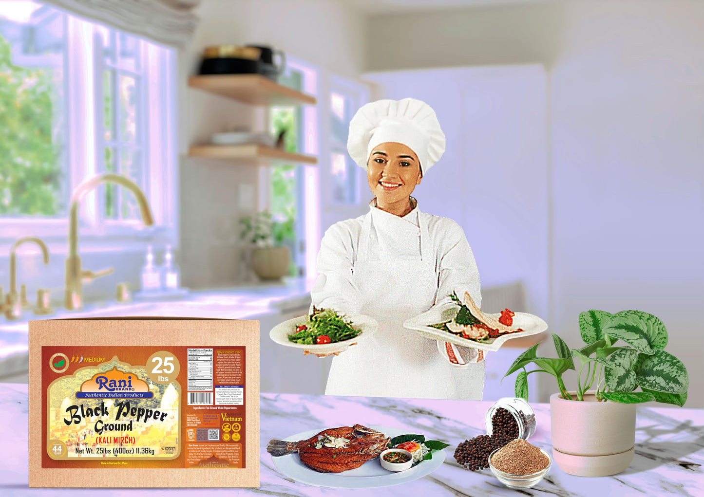 Rani Black Pepper Fine Powder 80 Mesh 400Oz (25Lbs) 11.36Kg Bulk Box ~ All Natural | Vegan | Gluten Friendly | Non-Gmo | Kosher