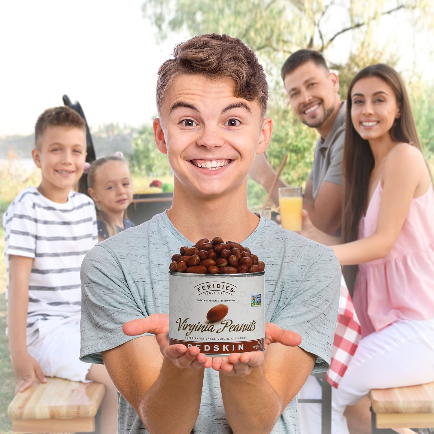 FERIDIES Extra Large Salted Red Skin Peanuts, All Natural, Kosher, 9 Ounce (Pack of 4)