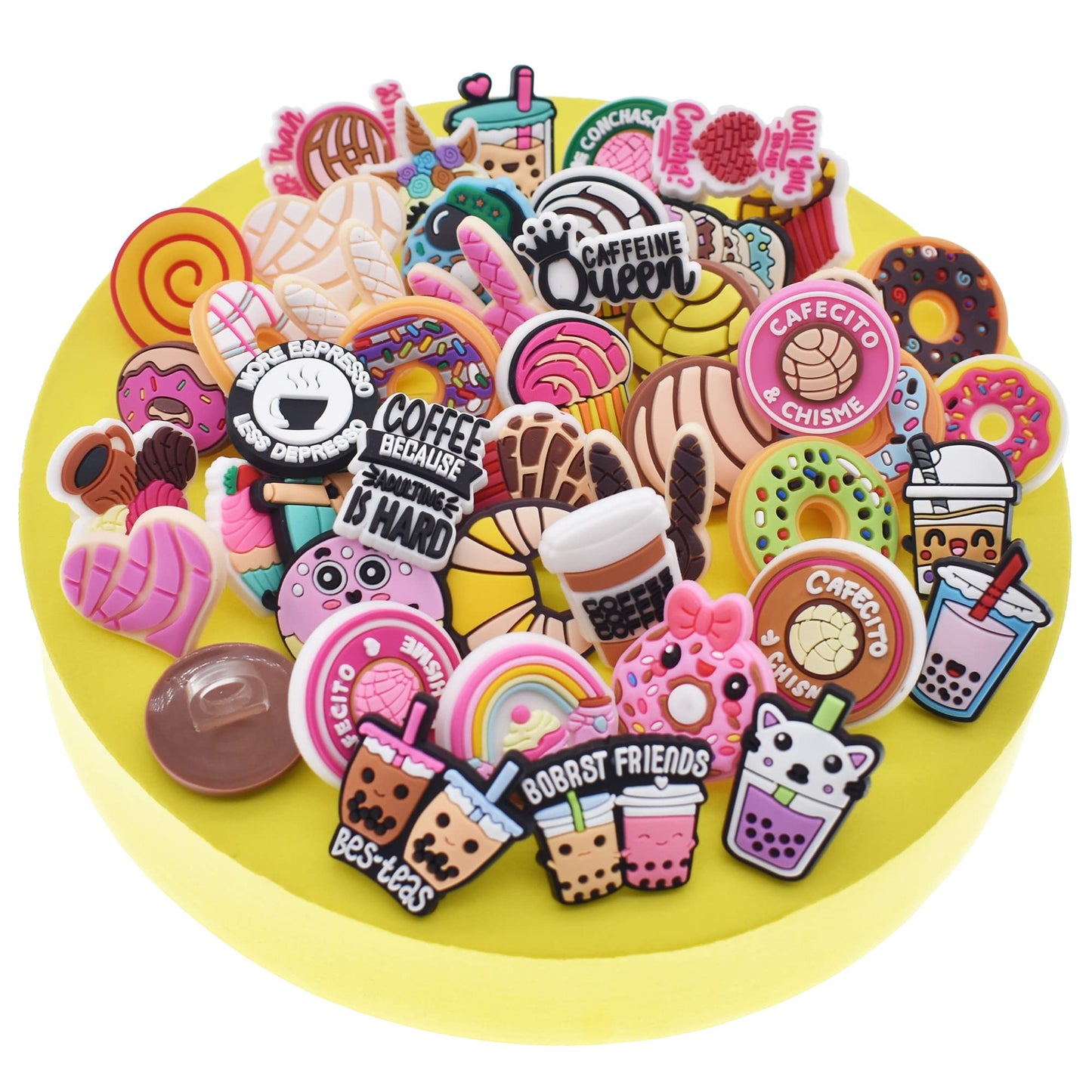 50Pc Concha Straw Toppers,Cute Cookies Straw Toppers For Tumblers,Glass Straw Decoration Charms Fit For 8Mm Straw Home Party Acc