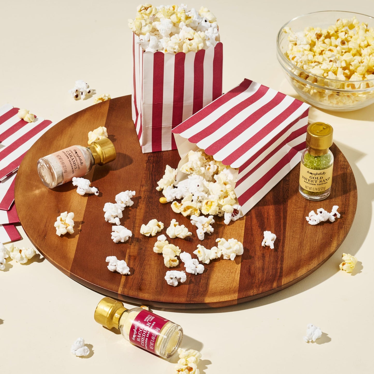 Thoughtfully Gourmet, Valentines Movie Night Popcorn Gift Set, Includes Yellow & Mixed Popcorn Kernels, 10 Popcorn Bags, 5 Gourm