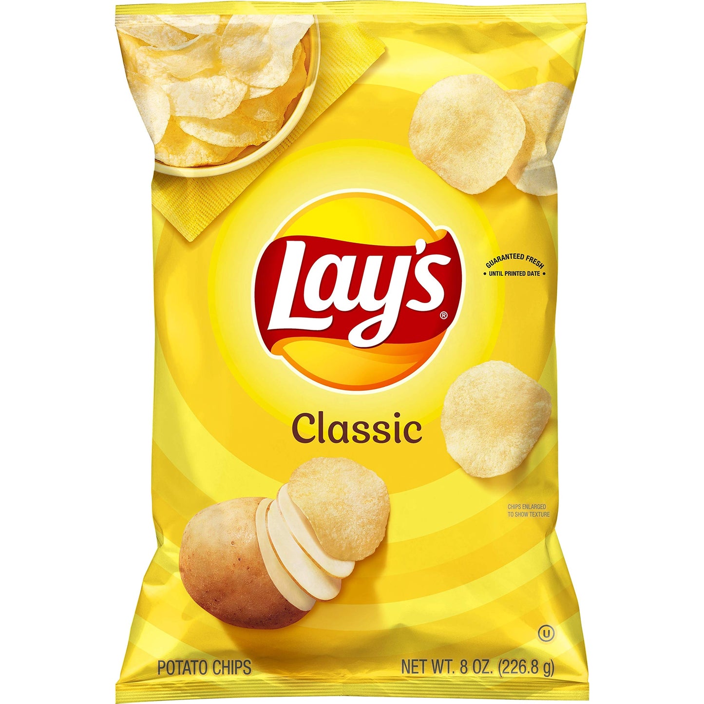 Lays Potato Chips Classic Flavor Bag, 8 Oz