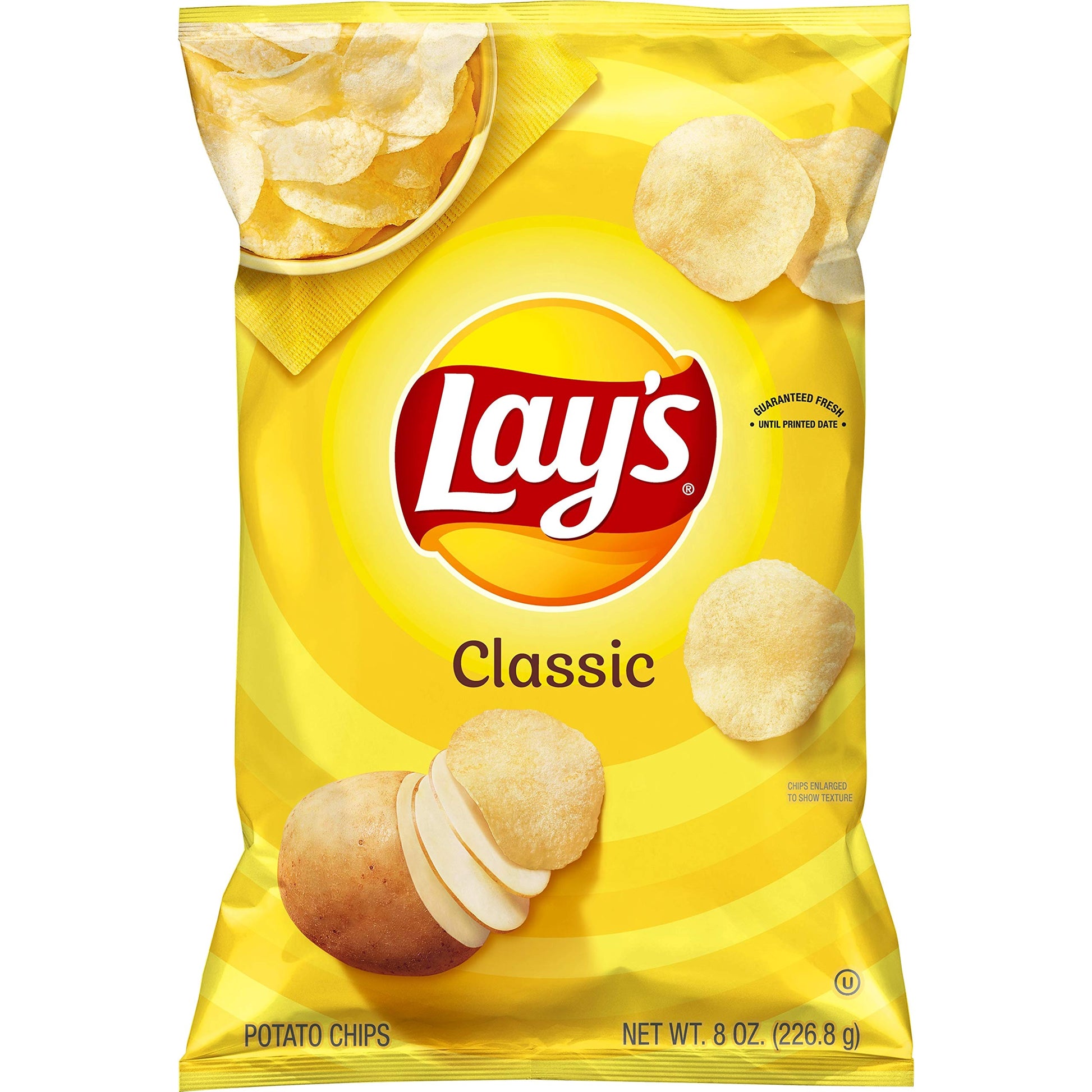 Lays Potato Chips Classic Flavor Bag, 8 Oz