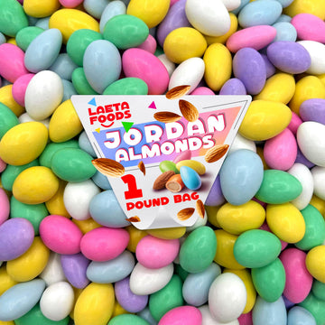 LAETAFOOD Assorted Jordan Almonds Candy - Glazed Almonds, 1 Pound Bulk Bag, Mini Size