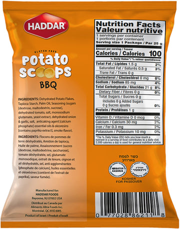 Haddar Bbq Baked Potato Scoops, .88Oz (6 Pack) | Baked Potato Chips, Healthier Snacking, Gluten Free Snacks, Bite-Sized