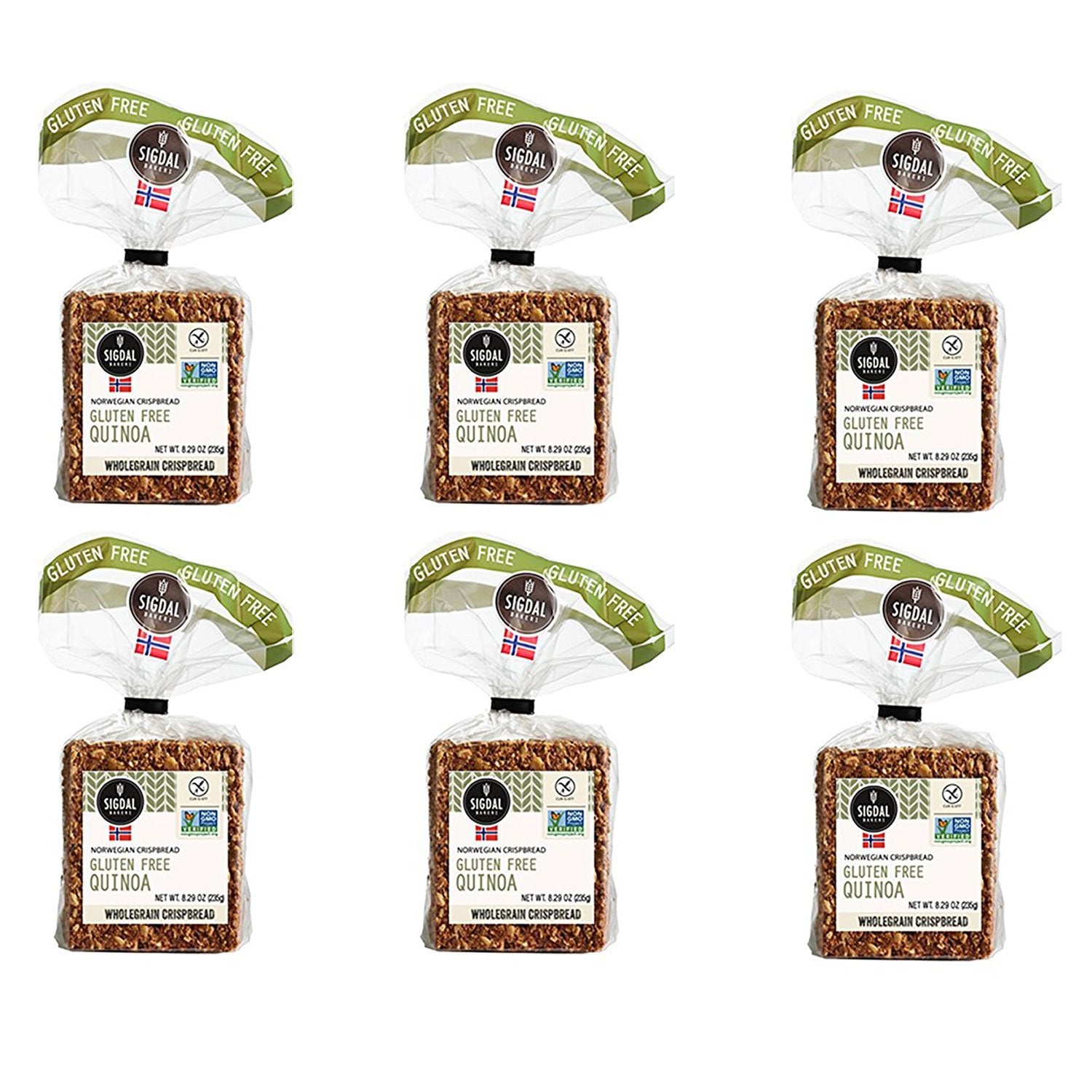 Sigdal Gluten Free Quinoa Crispbread, Wholegrain, 8.29oz (Pack of 6)