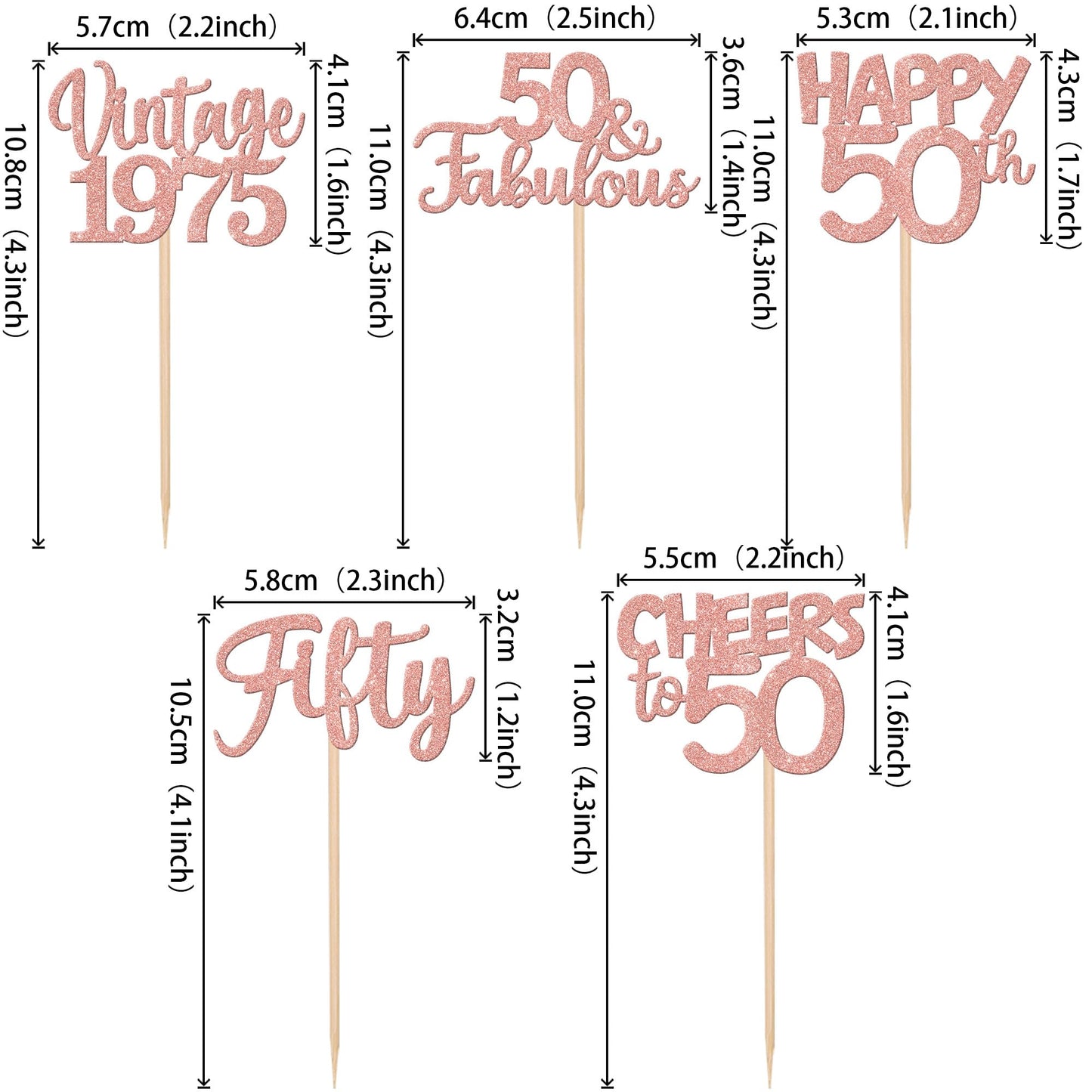 30Pcs Vintage 1973 Cupcake Toppers Glitter Fifty 50 Fabulous Happy 50Th Birthday Cupcake Picks Cheers To 50 Years For 50Th Birth