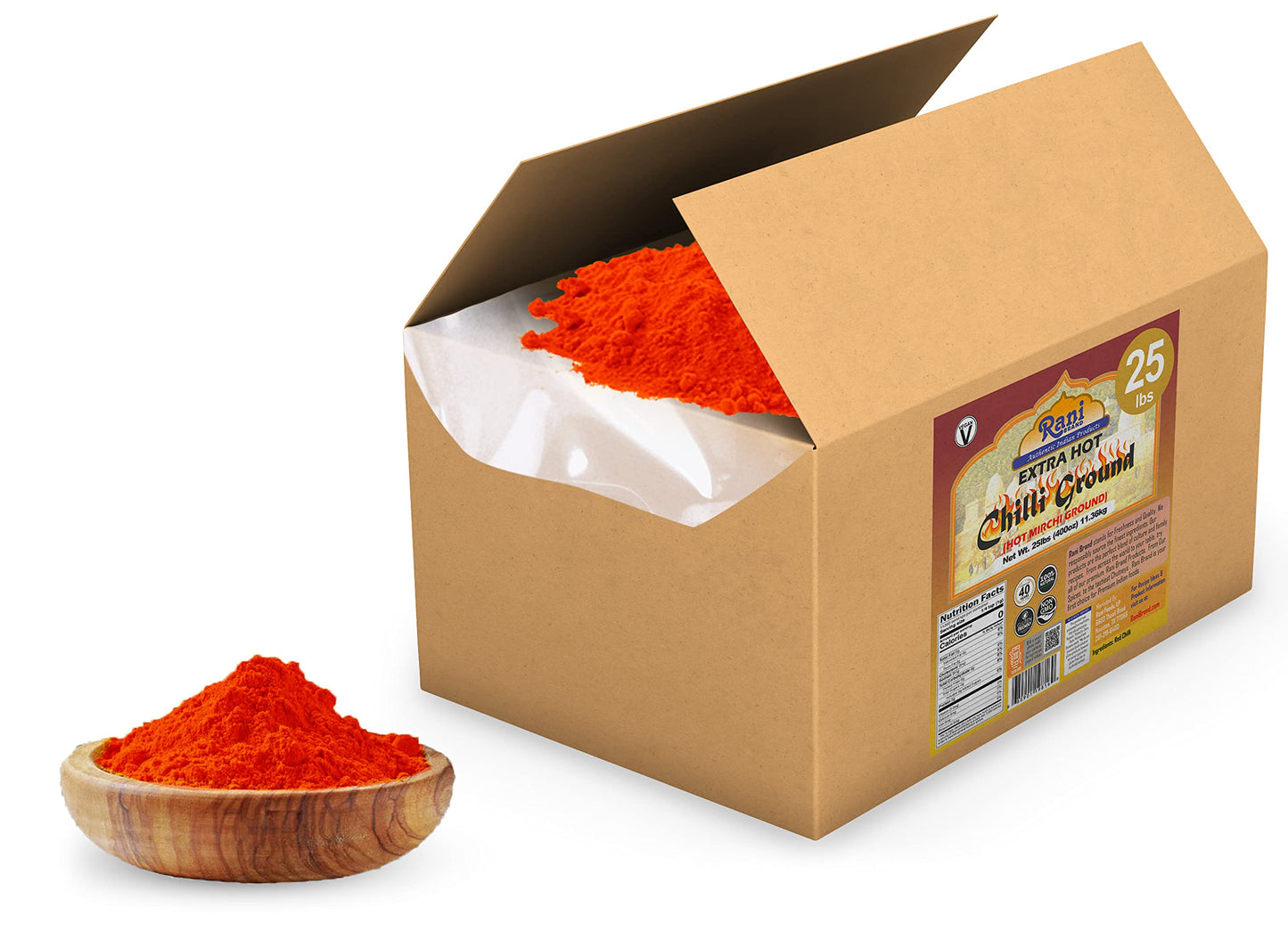 Rani Extra Hot Chilli Powder Indian Spice 400Oz (25Lbs) 11.36Kg Bulk Box ~ All Natural | No Color Added | Gluten Friendly | Vega