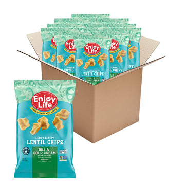 Enjoy Life Dill And Sour Cream Lentil Chips, Dairy Free, Soy Free, Nut Free, Non Gmo, Vegan, Gluten Free, 4 Oz Bags (Pack Of 12)