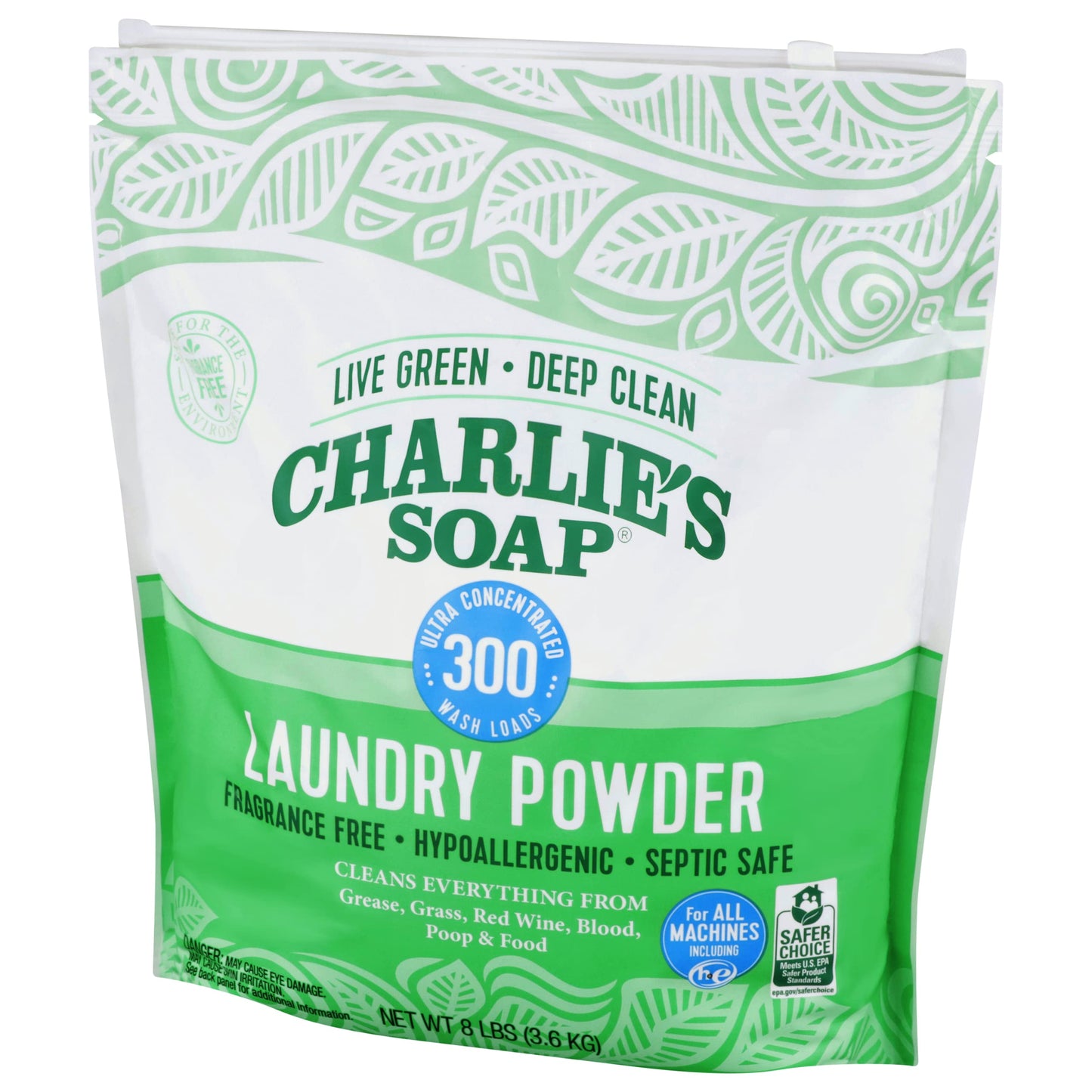 Charlies Soap Hypoallergenic Laundry Powder 8Lb Bag, Pack Of 2, 600 Loads Total, Deep Cleaning Washing Powder Detergent - Eco-Fr