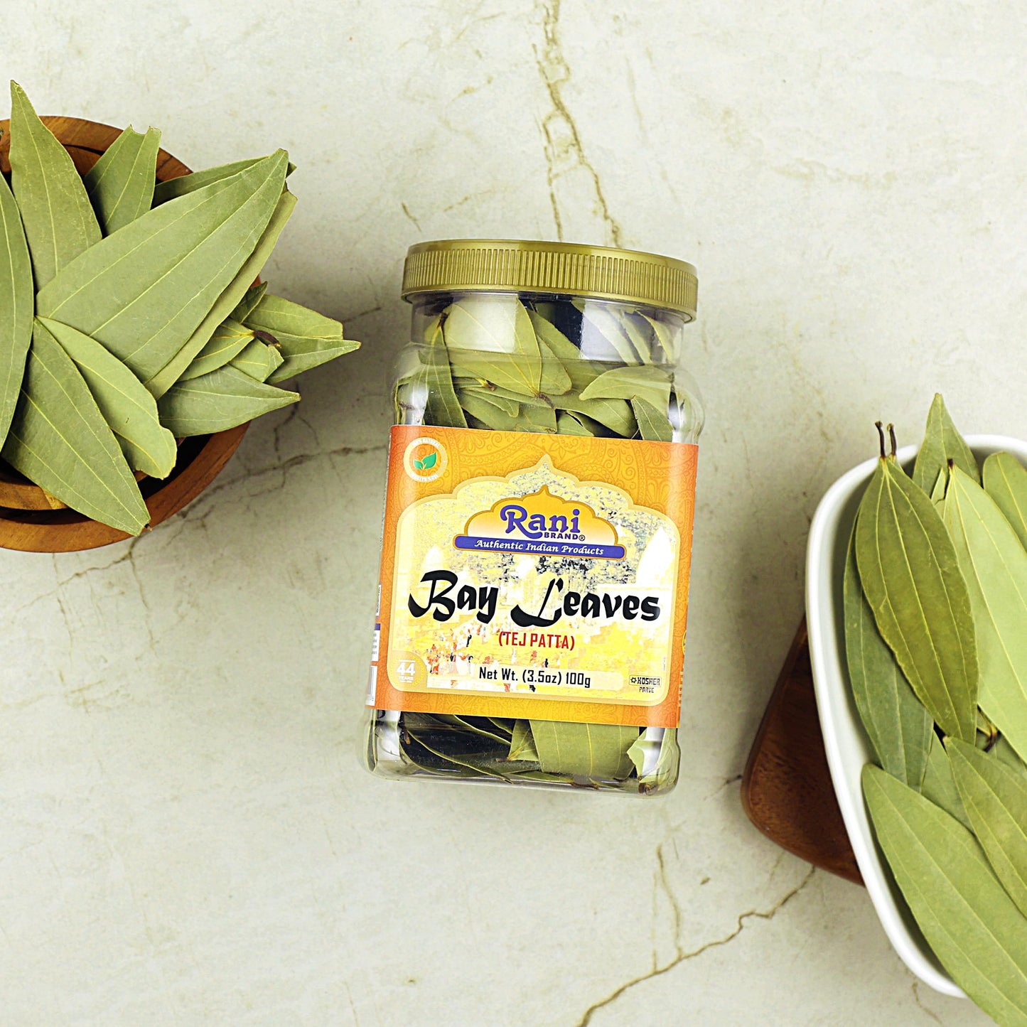 Rani Bay Leaf (Leaves) Whole Spice Hand Selected Extra Large 3.5Oz (100G) Pet Jar ~ All Natural | Gluten Friendly | Non-Gmo | Kosher | Vegan | Indian Origin (Tej Patta)