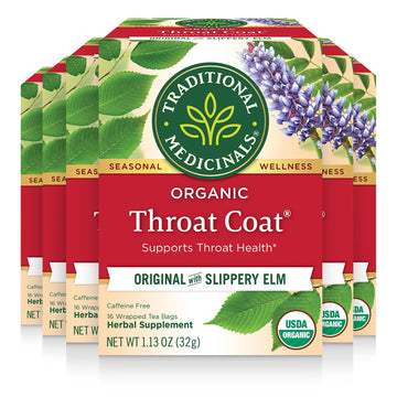 Traditional Medicinals Organic Throat Coat Tea - 96 Bags (6 Pack) - Supports Throat Health