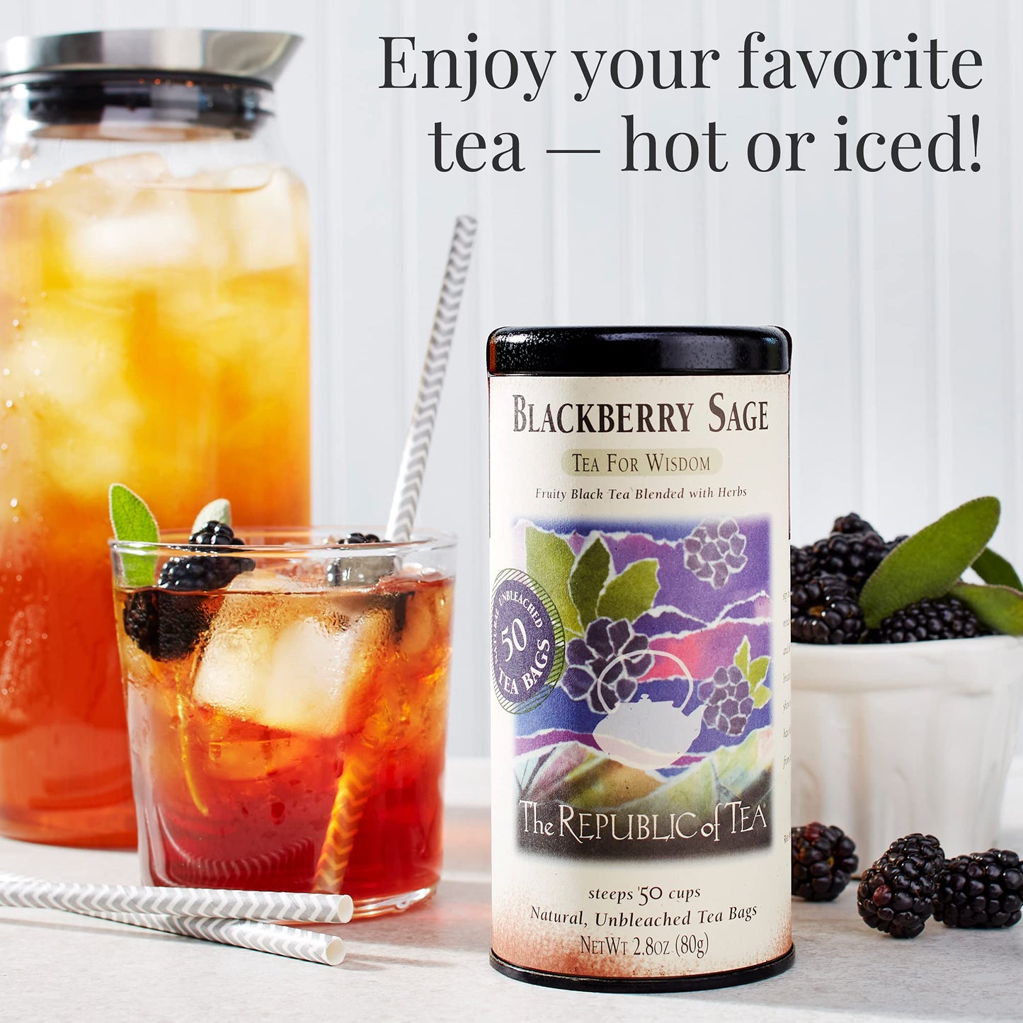 The Republic of Tea Gourmet Blackberry Sage Black Tea, 100 Count Refill Bag