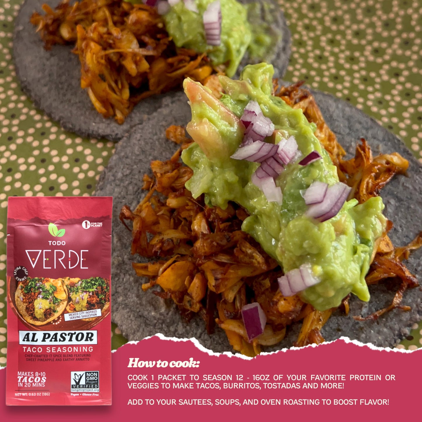 Al Pastor Healthy Taco Seasoning Packets - Todo Verde Mexican Seasoning Mix | Chef Curated Taco Blends With Sweet Pineapple & Bl