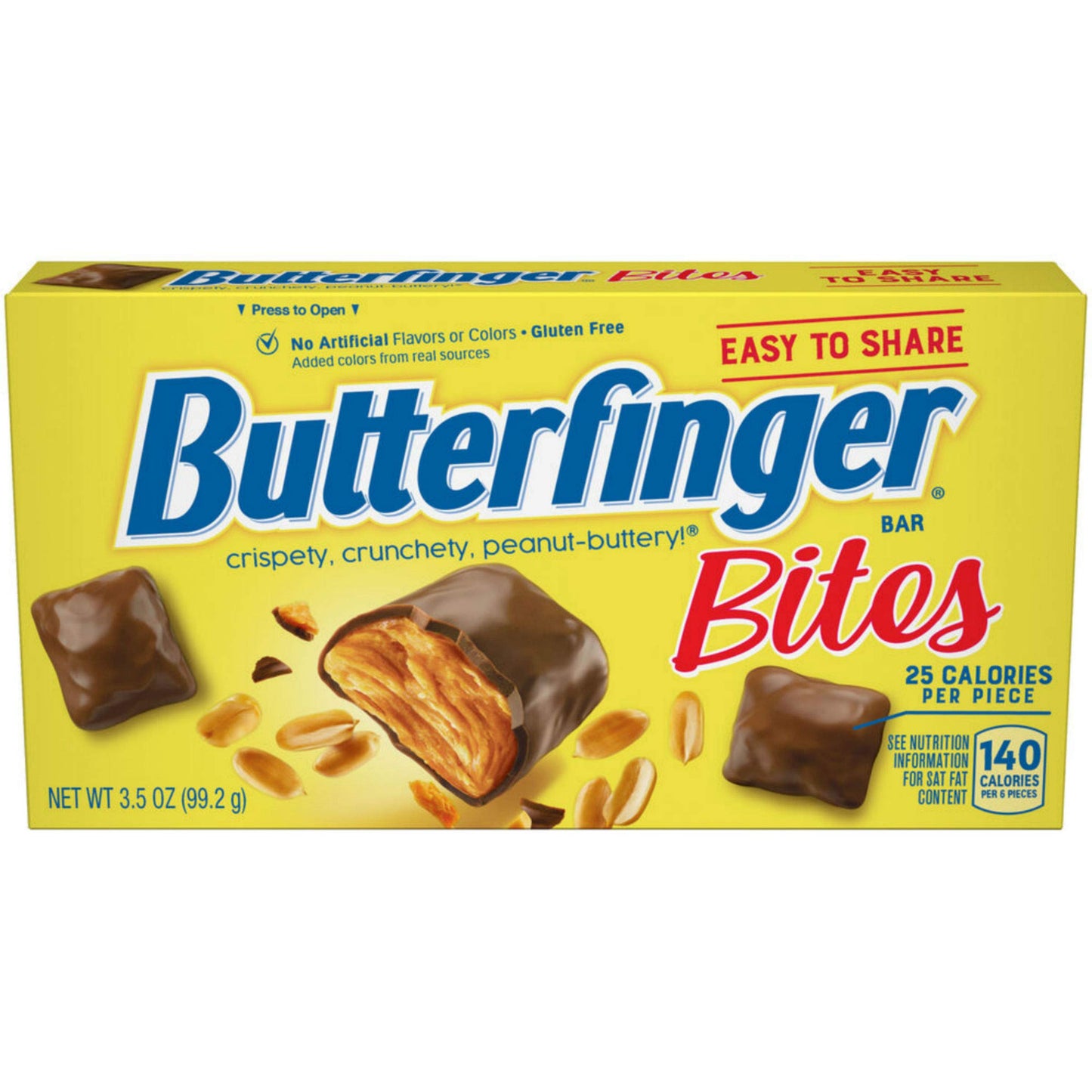Butterfinger Bite-Sized Candy Bars, Peanut-Buttery, 3.5 oz Movie Theater Box, Pack of 9, Multi Color