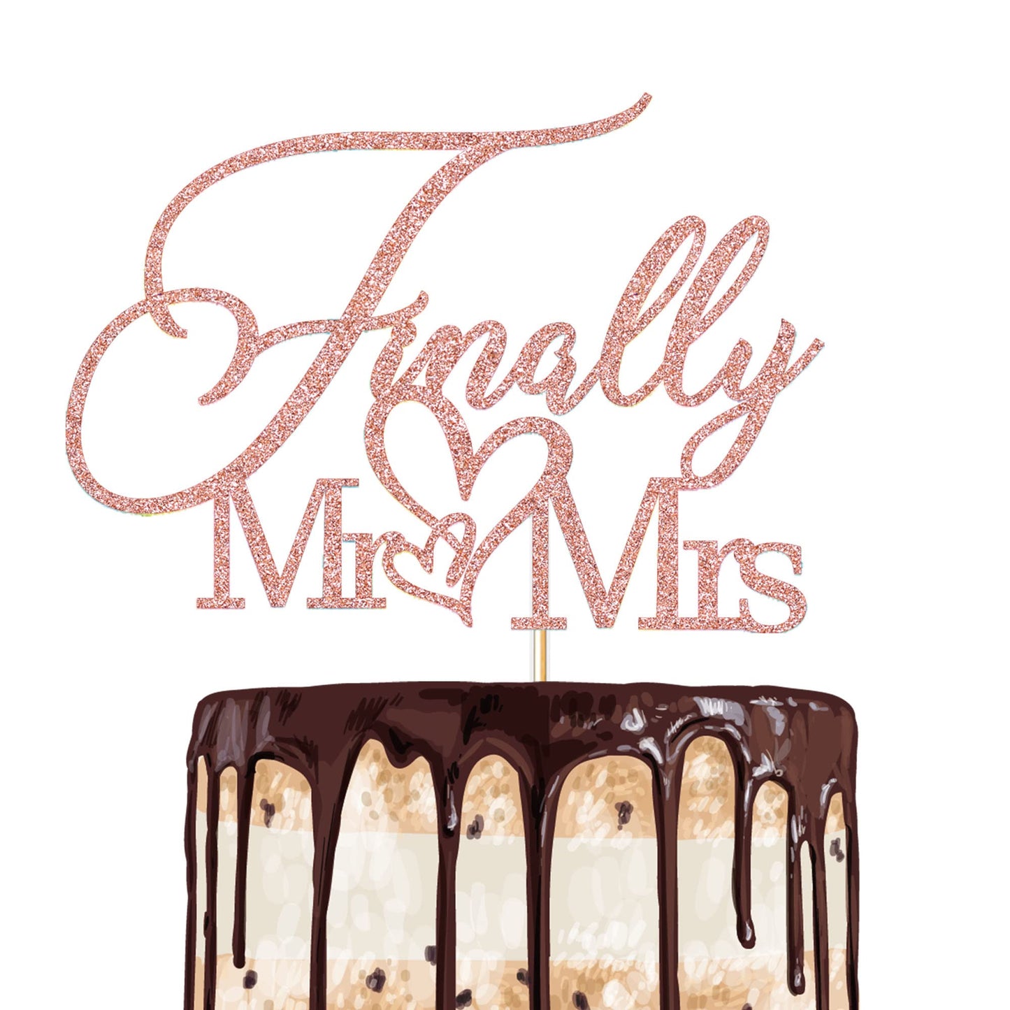 Finally Mr & Mrs Cake Topper,Wedding Anniversary Bridal Shower Party Decorations,Romantic Wedding Party Decorative Cake Toppers
