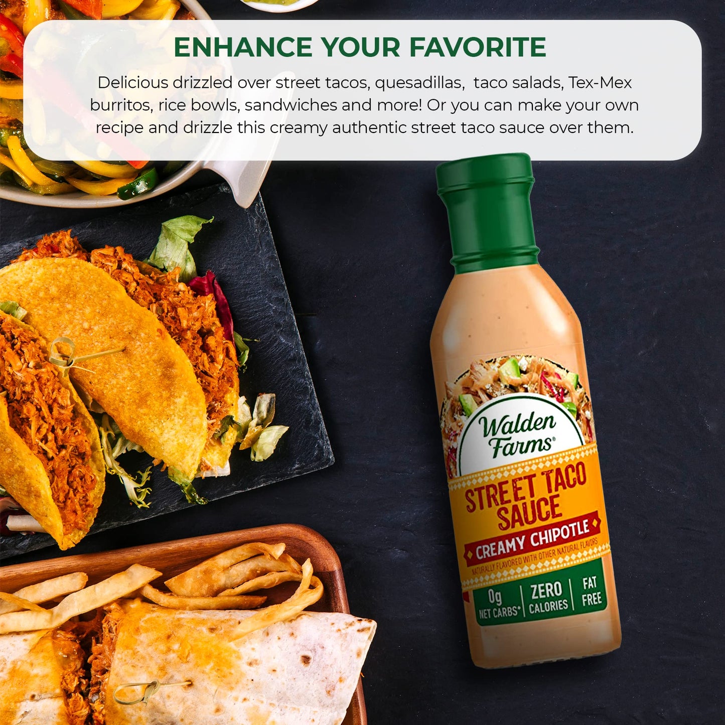 Walden Farms Street Taco Sauce Creamy Chipotle - Calorie-Free, Gluten-Free, Low Carb, Keto-Friendly, Sugar-Free, Smoky Chipotle