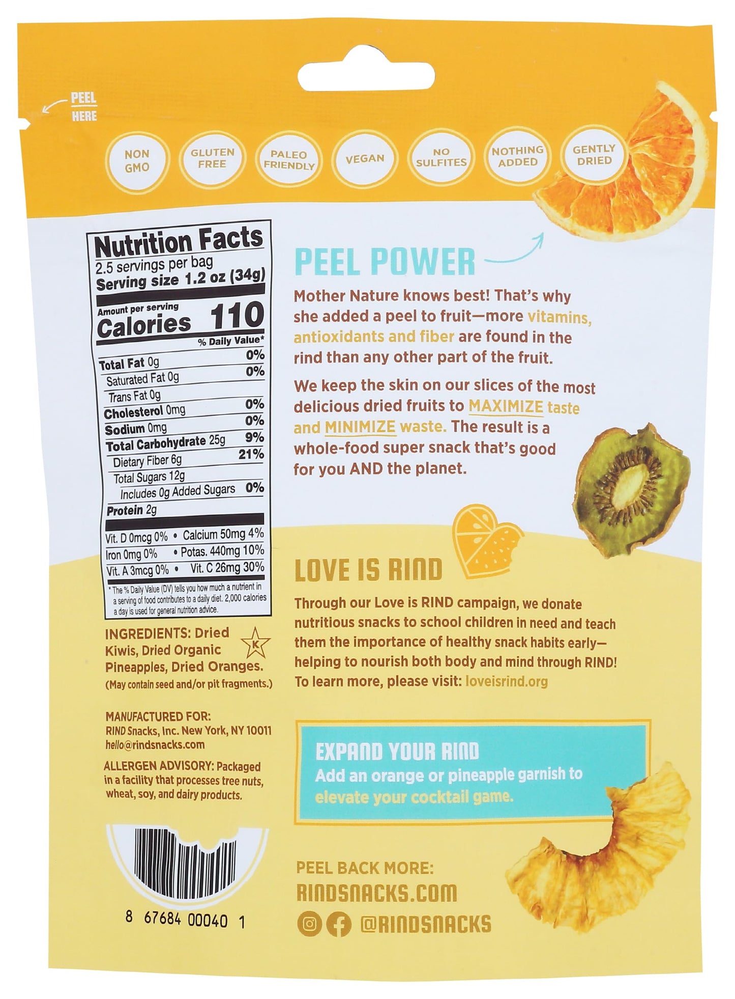 RIND Dried Tropical Fruit Blend 3 OZ