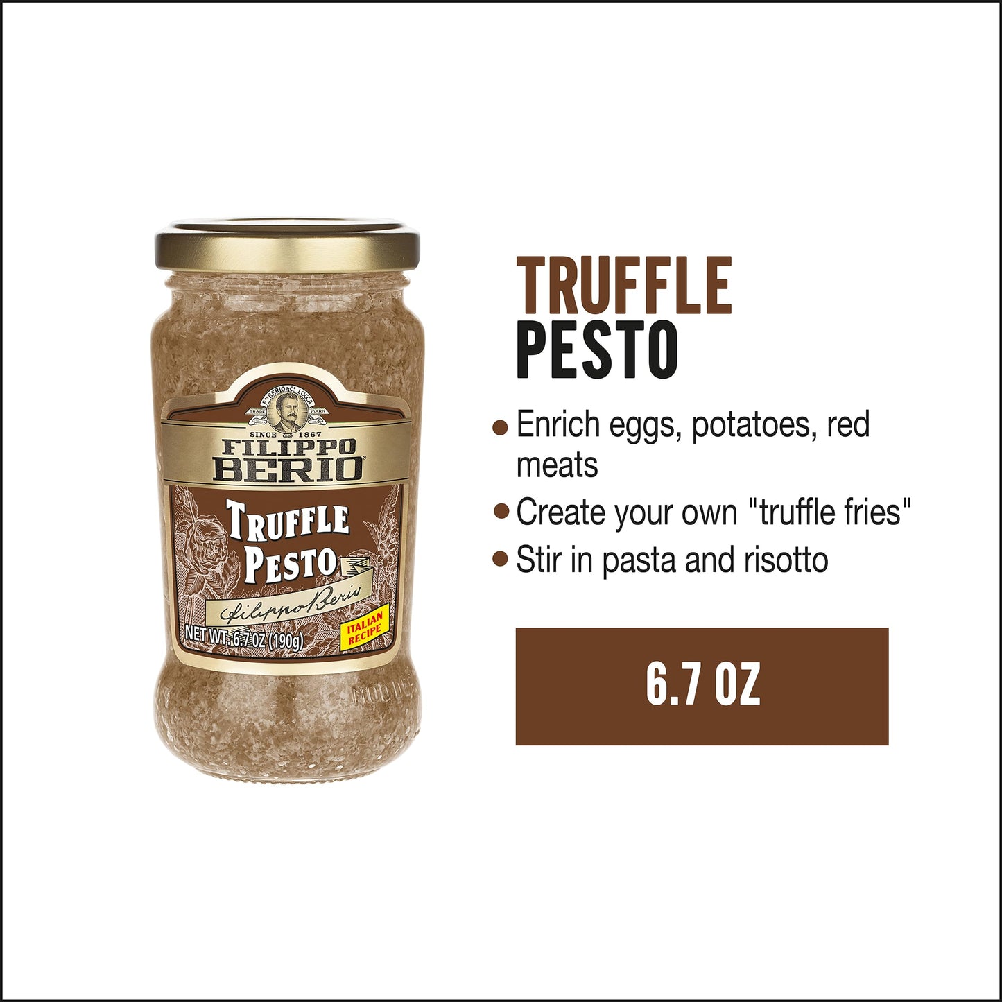 Filippo Berio Pesto, Truffle, 6.7 Ounce Glass Jar