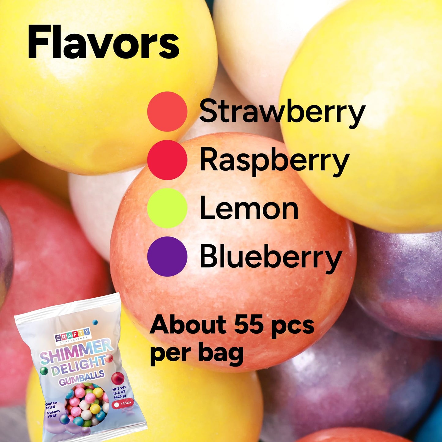 Gumballs For Gumball Machine - Shimmer Spring Mix 1 Inch Large Gumballs - Baseball Softball Bubble Gum For Kids - Sweet Chewing