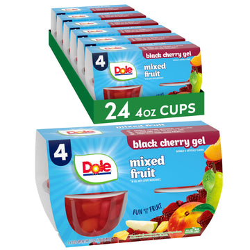 Dole Fruit Bowls Mixed Fruit in Black Cherry Gel, Gluten Free Snack, 4.3 oz, Pack of 24 Cups