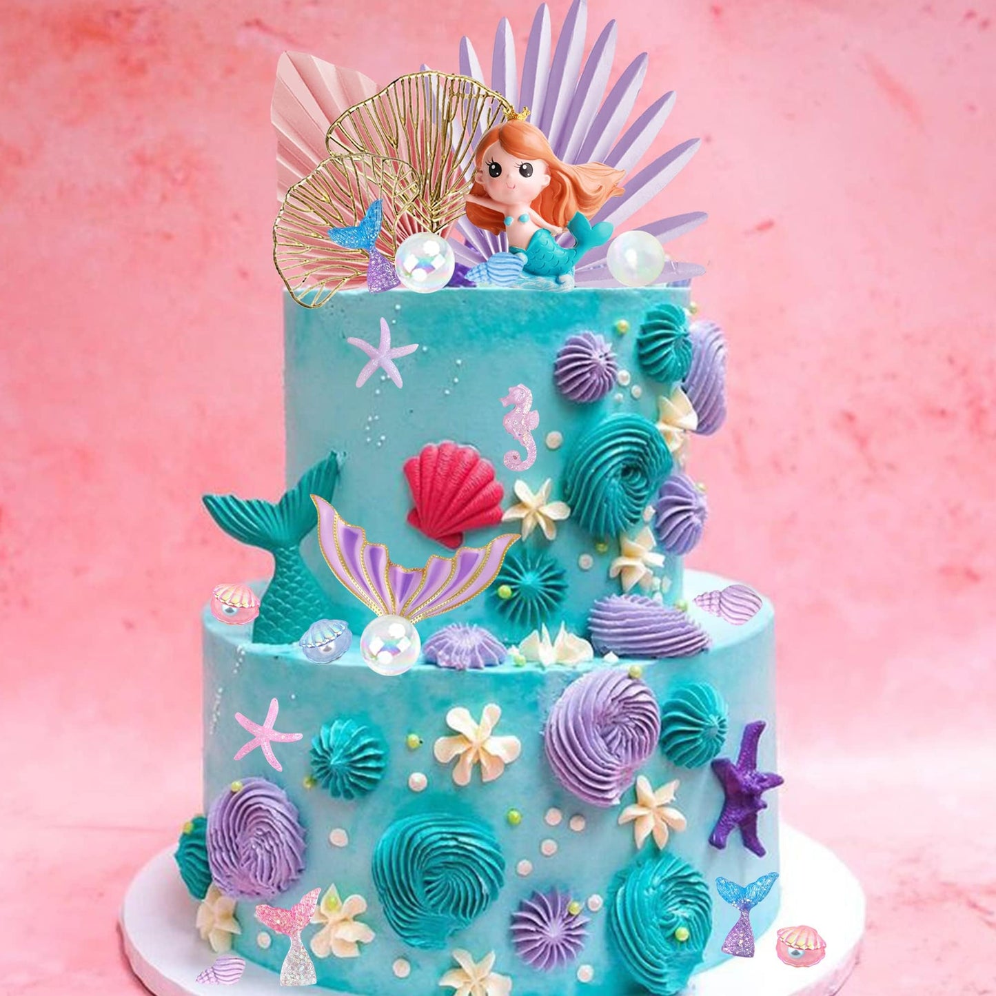 Rasslisa Mermaid Cake Toppers Under The Sea Mermaid Tail Cake Decorations For Birthday Baby Shower Party Supplies