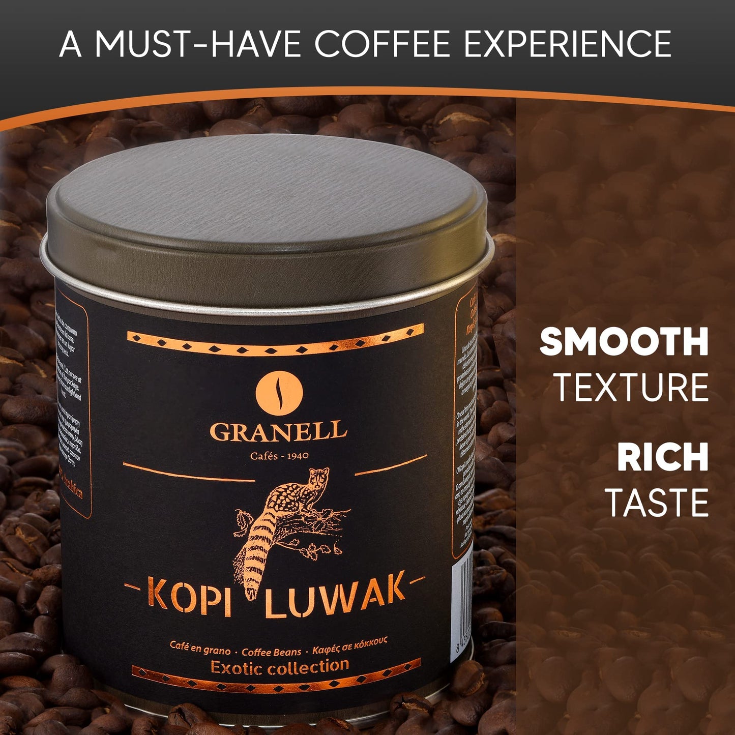 Caf  S Granell Wild Civet Arabica Coffee Beans, Medium Roast Gourmet Indonesian Luwak Coffee Gifts, 100G