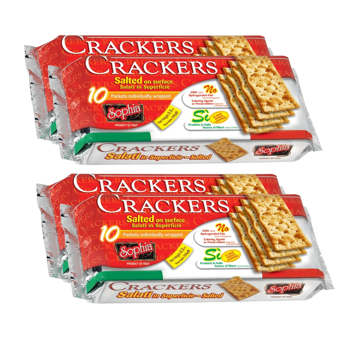 Sophia Cracker Italian Salted 8.8oz (4-pack) | Italian Crackers for Cheese Board & Snacks | Pantry Staples for Charcuterie & Tra